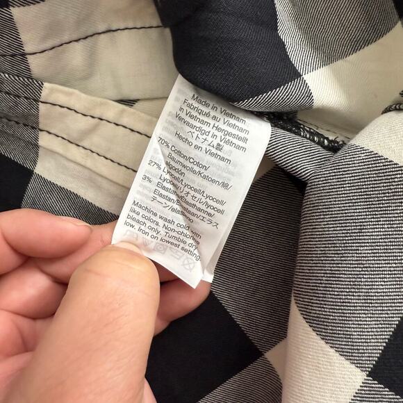 Madewell Black And White Plaid Button Down Long Sleeve Shirt size Small - Picture 3 of 4